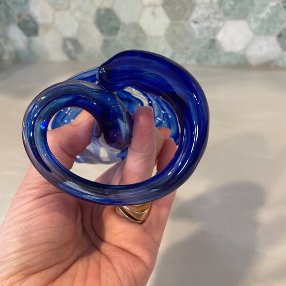 Vintage MCM Blue Cobalt Hand Blown Art Glass Vase Jack in the Pulpit - Picture 4 of 5